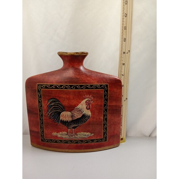 Rooster Vase Ceramic 9”W X 9” Tall X 2 1/2 Thick‎ Decor - Picture 7 of 8
